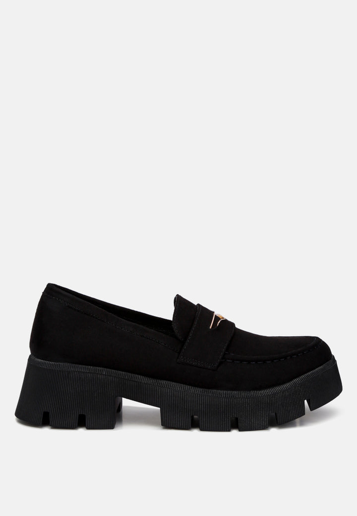 women micro suede chunky loafers#color_black