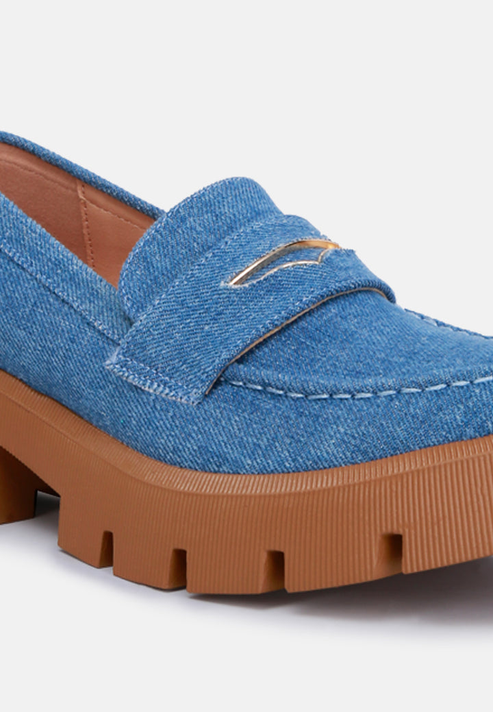 women micro suede chunky loafers#color_blue