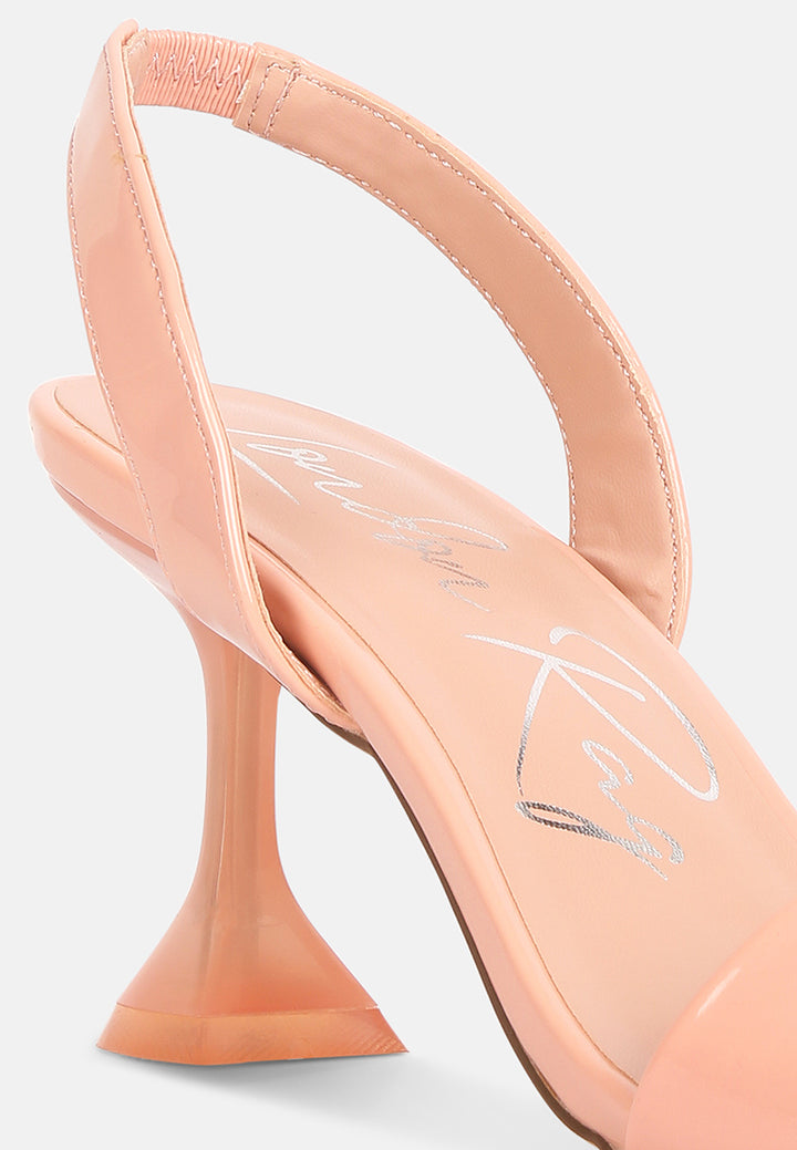 women clear spool heel sandals#color_nude