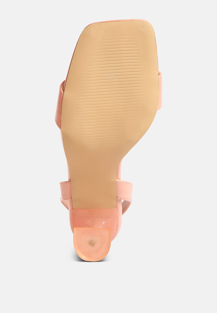 women clear spool heel sandals#color_nude