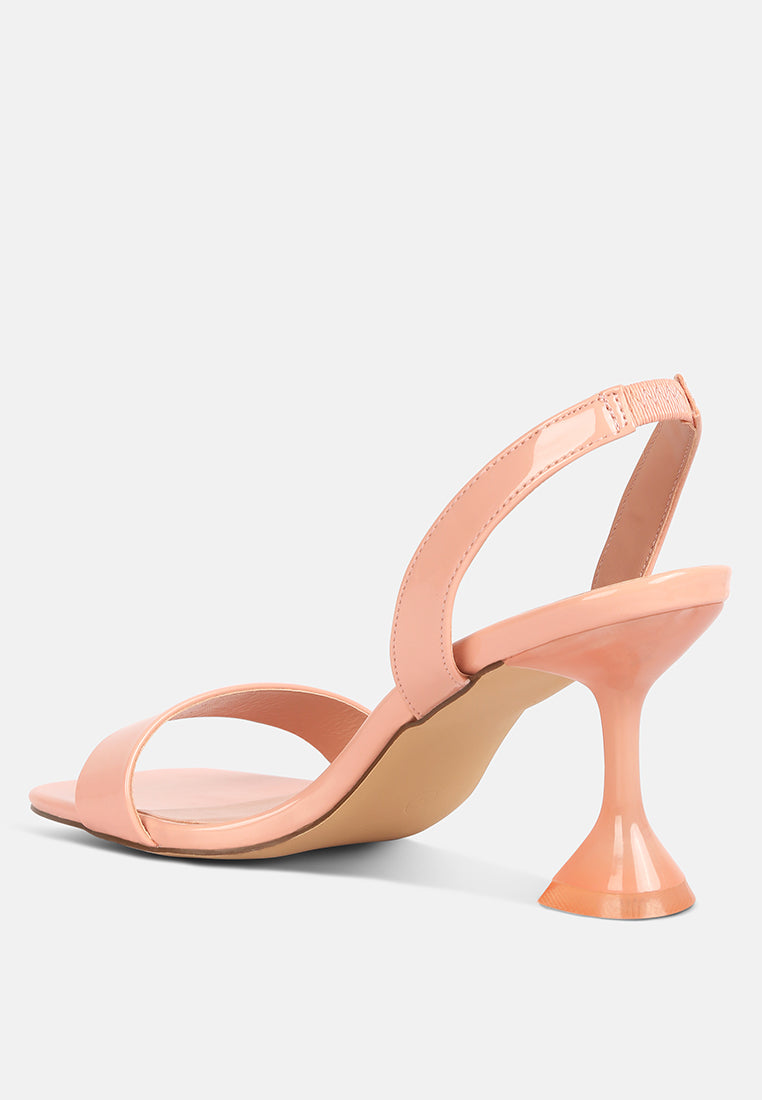 women clear spool heel sandals#color_nude