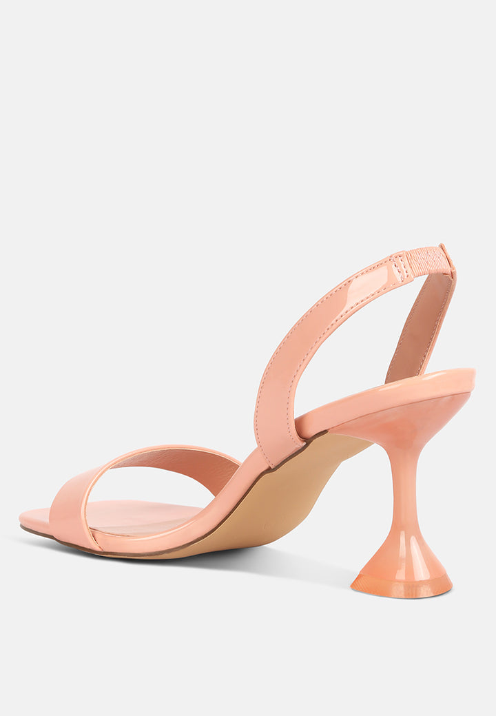 women clear spool heel sandals#color_nude