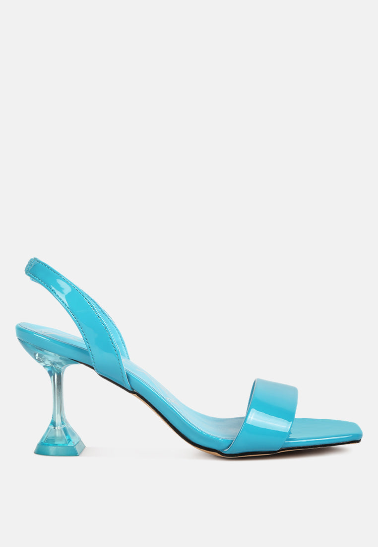 women clear spool heel sandals#color_blue
