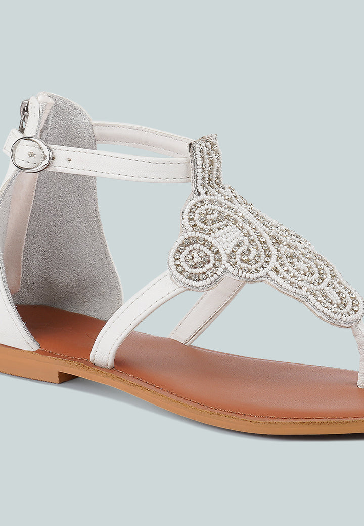 Beads And Rhinestones Flat Sandals