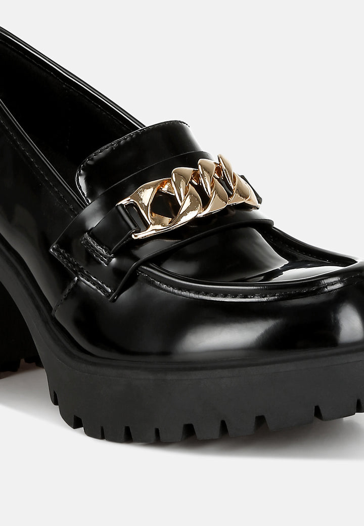 women block heeled chunky loafers#color_white