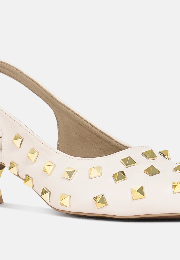 women gold accent studded sandals#color_beige