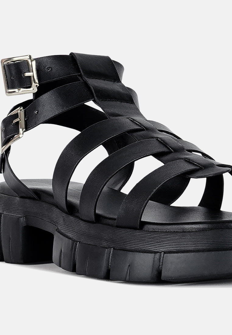 women faux leather gladiator sandals#color_black