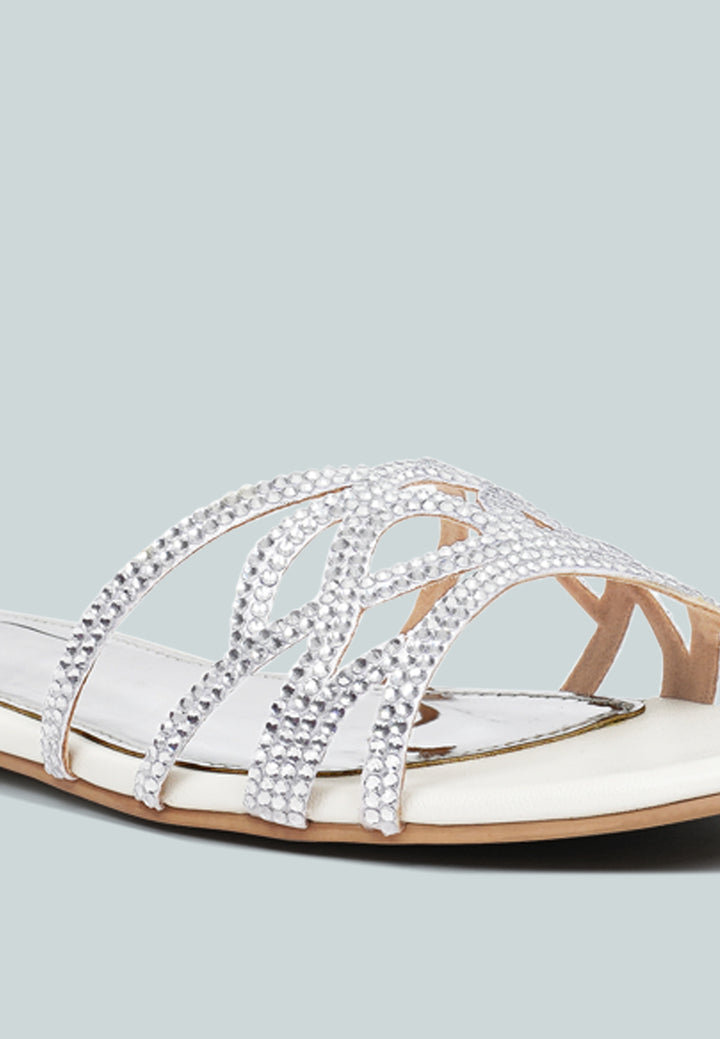 women rhinestone-embellished slip-on flats#color_white