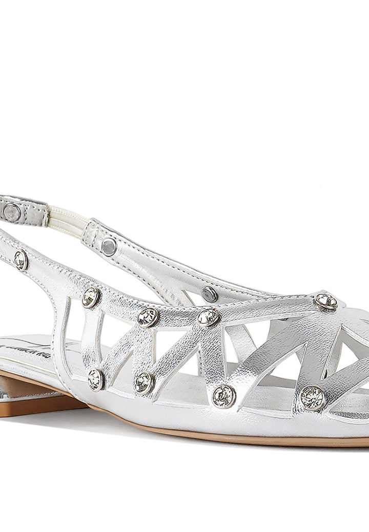 women diamante embellished slingback sandals#color_gold