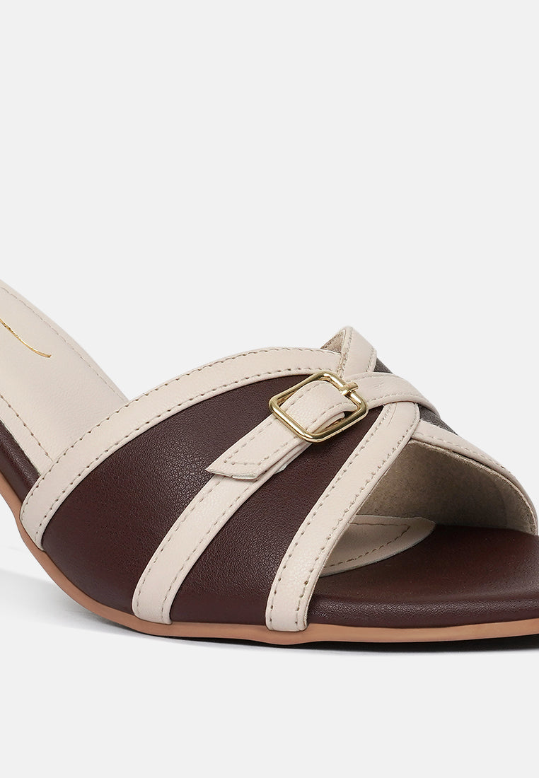 women square-toe flared block heels#color_brown-beige