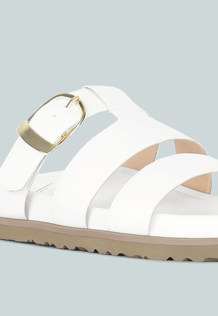 women strappy faux leather slip on flats#color_white