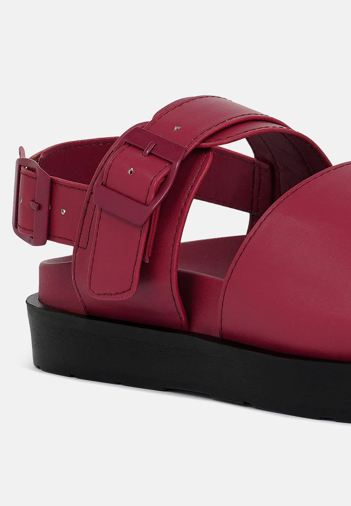 women pin buckle flatform sandals#color_burgundy