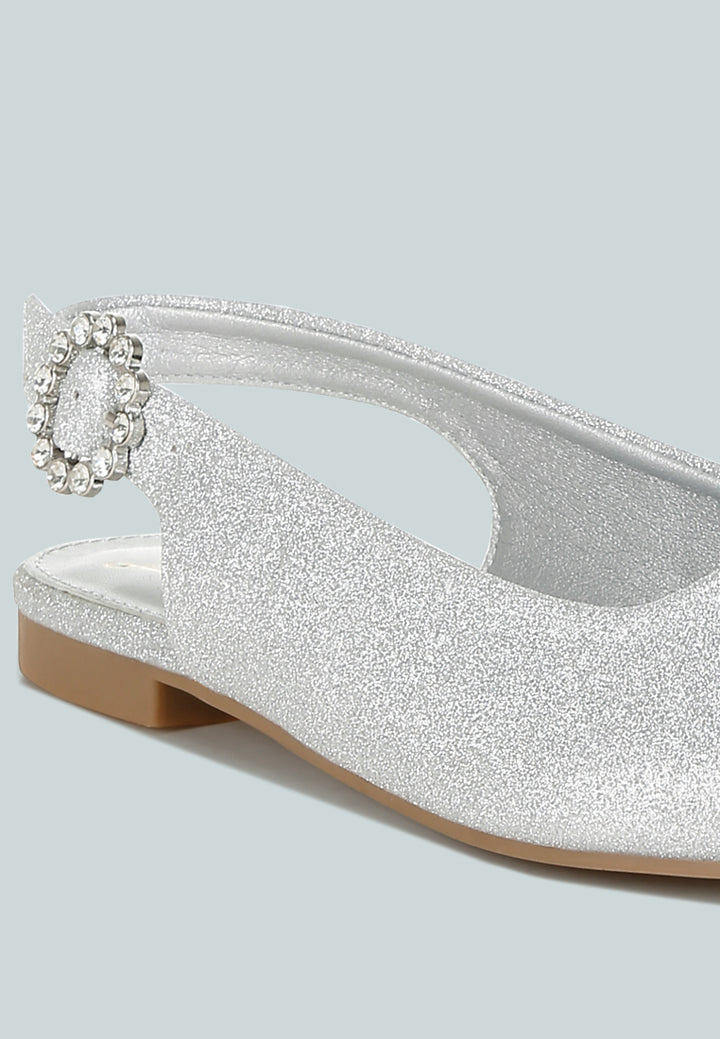 women glitter slingback flat sandals#color_silver