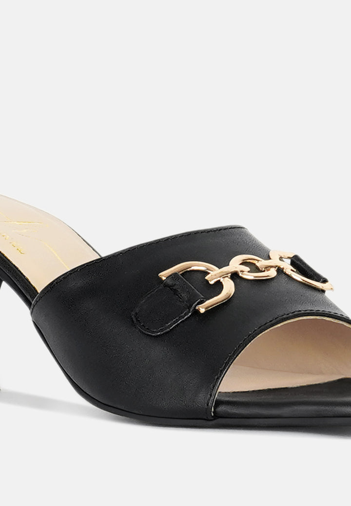 women horsebit detail heels#color_black