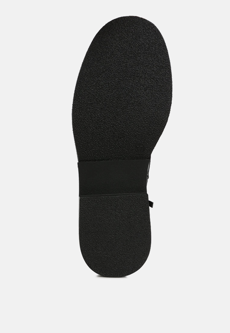 women faux leather lace up boots#color_black