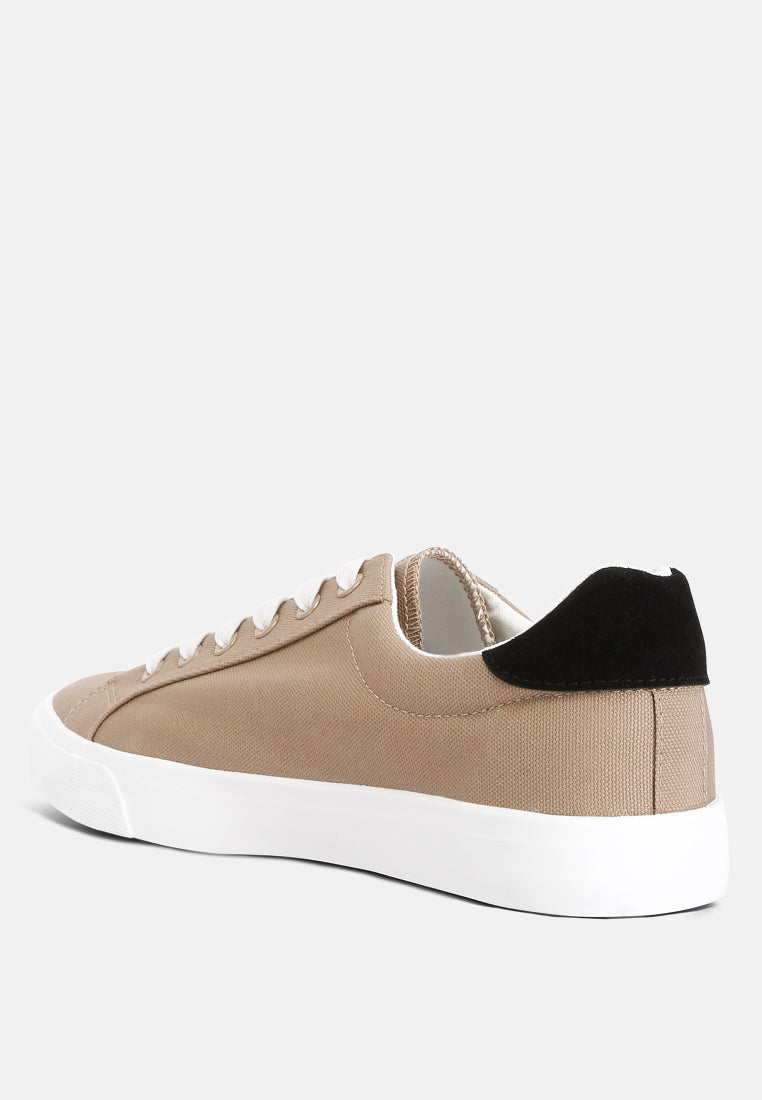 men's color block casual canvas sneakers#color_khaki