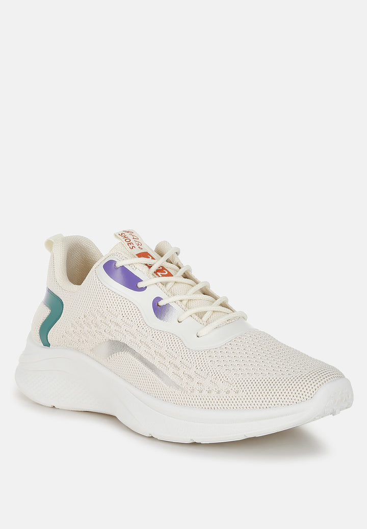 women contrasting detail lace-up sneakers#color_beige