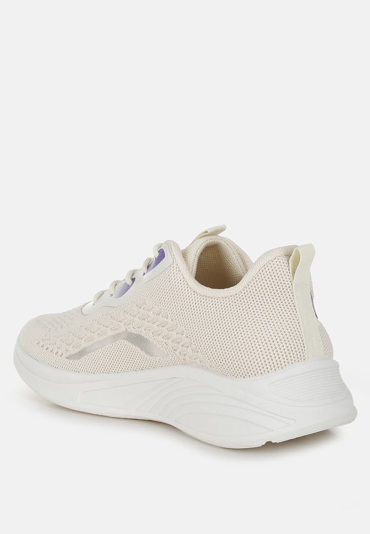 women contrasting detail lace-up sneakers#color_beige