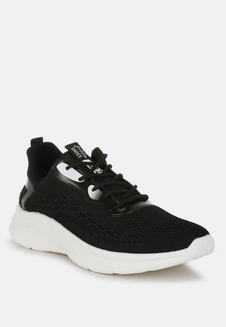 women contrasting detail lace-up sneakers#color_black
