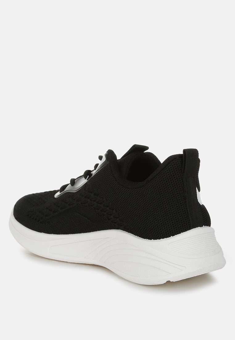 women contrasting detail lace-up sneakers#color_black