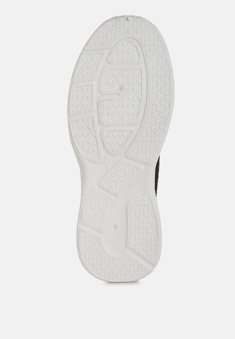 women contrasting detail lace-up sneakers#color_black