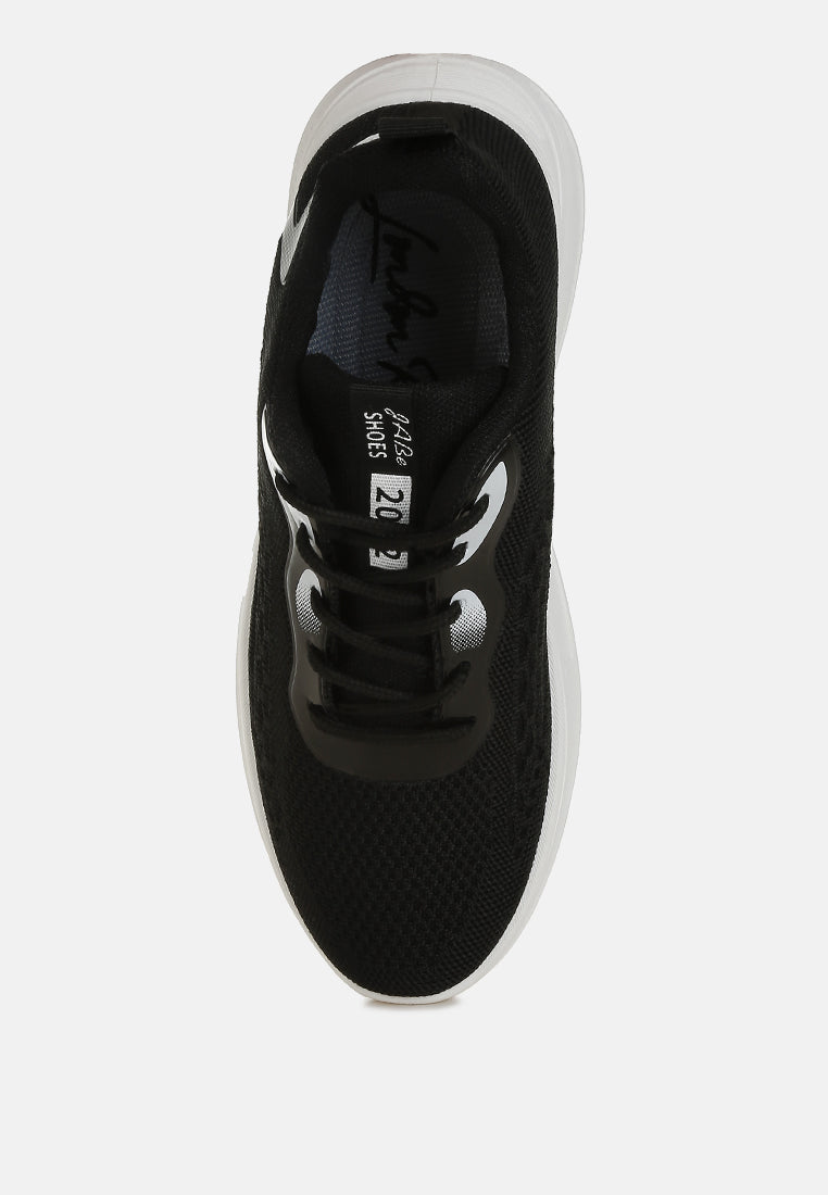 women contrasting detail lace-up sneakers#color_black