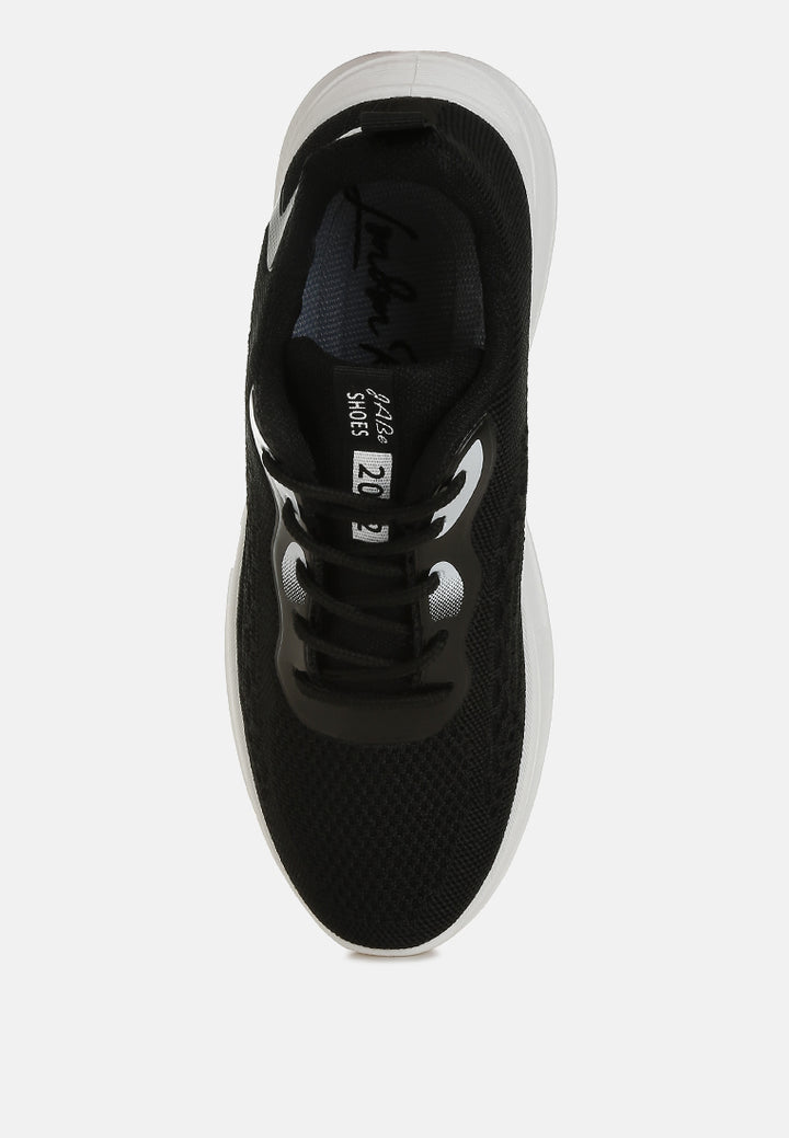 women contrasting detail lace-up sneakers#color_black