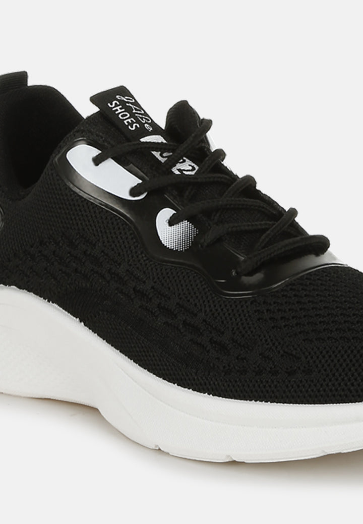 women contrasting detail lace-up sneakers#color_black