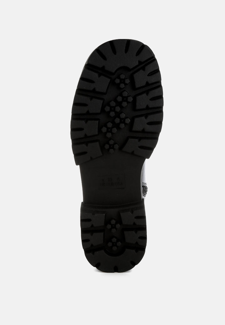 women buckle belt ankle boots#color_black