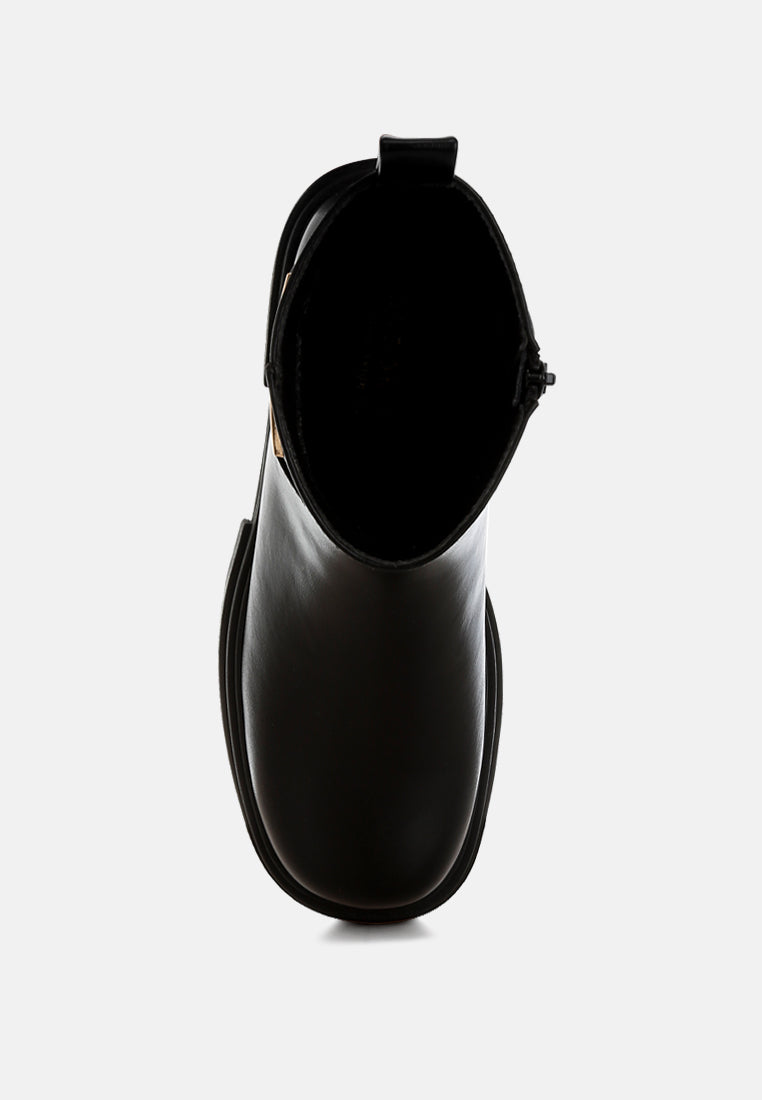 women buckle belt ankle boots#color_black