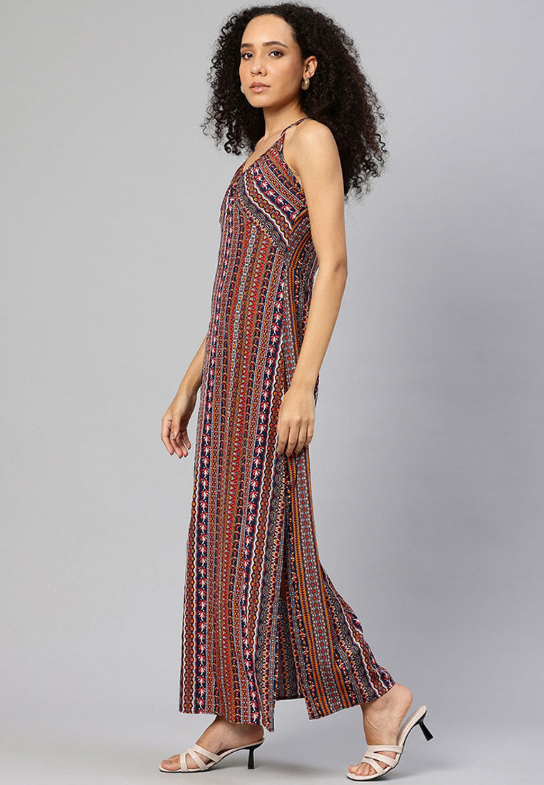 Women Crisscross Back Side Slit Maxi Dress