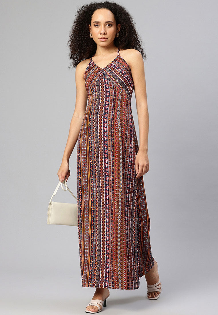 Women Crisscross Back Side Slit Maxi Dress