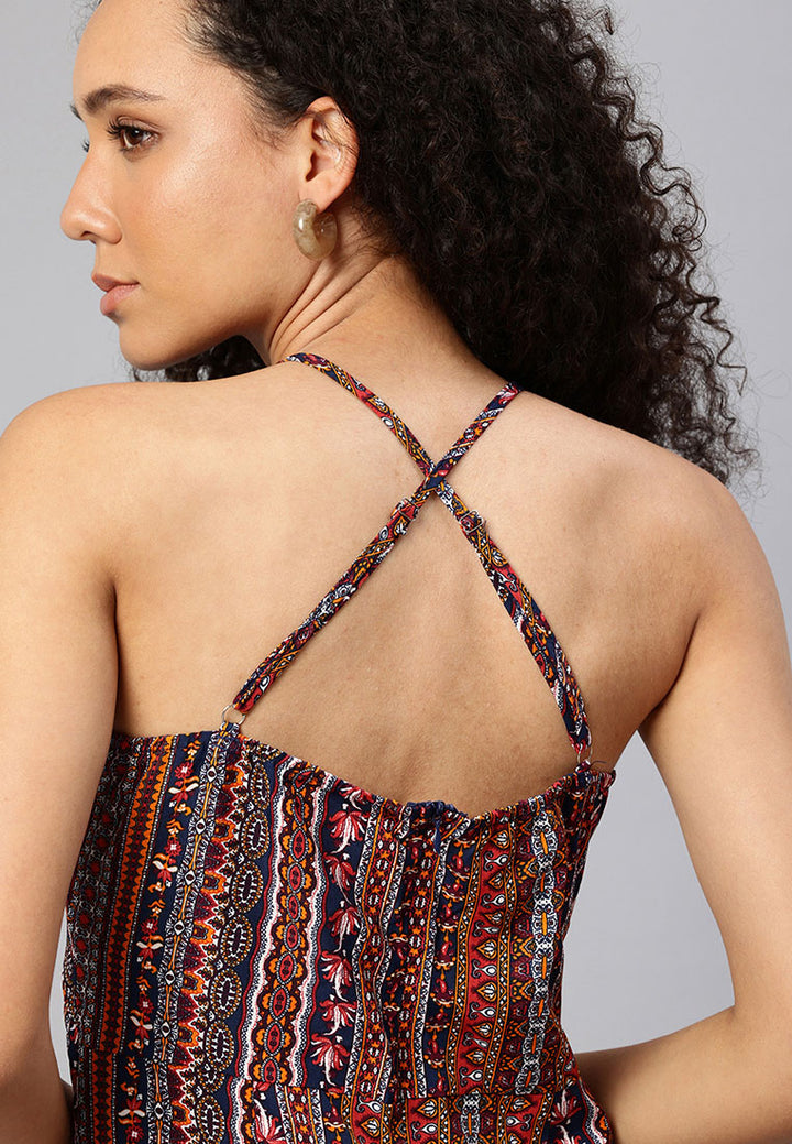 Women Crisscross Back Side Slit Maxi Dress