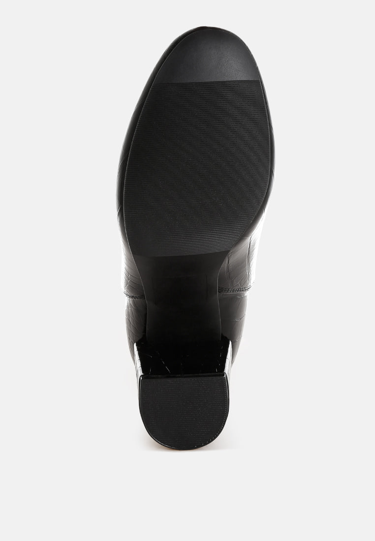 women croc textured block heeled chelsea boots#color_black