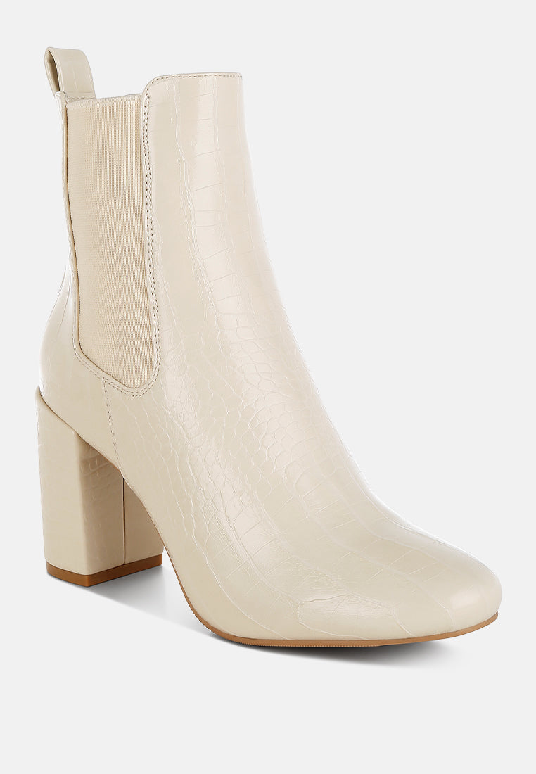 women croc textured block heeled chelsea boots#color_beige