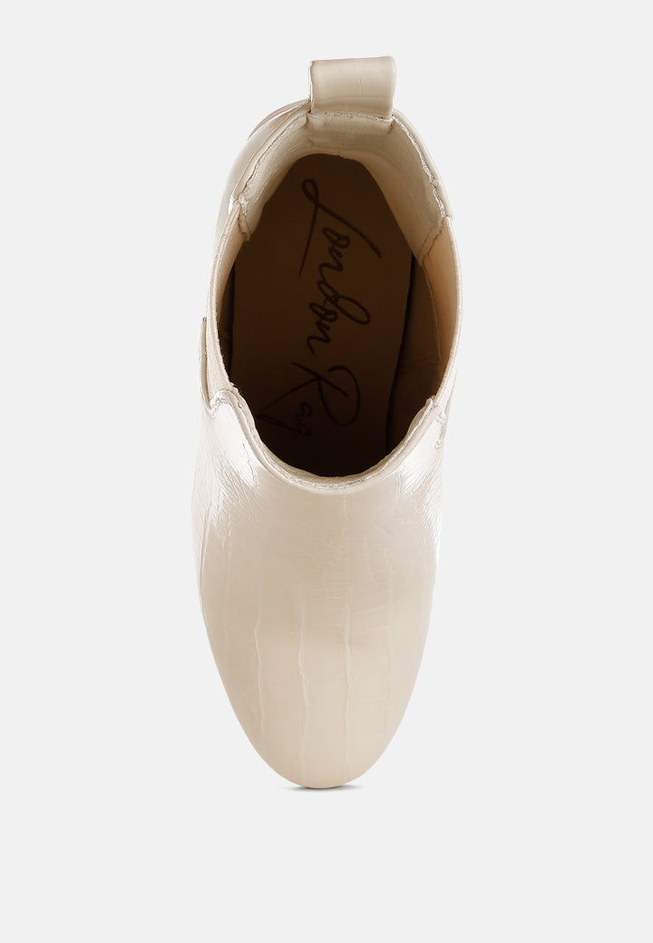 women croc textured block heeled chelsea boots#color_beige