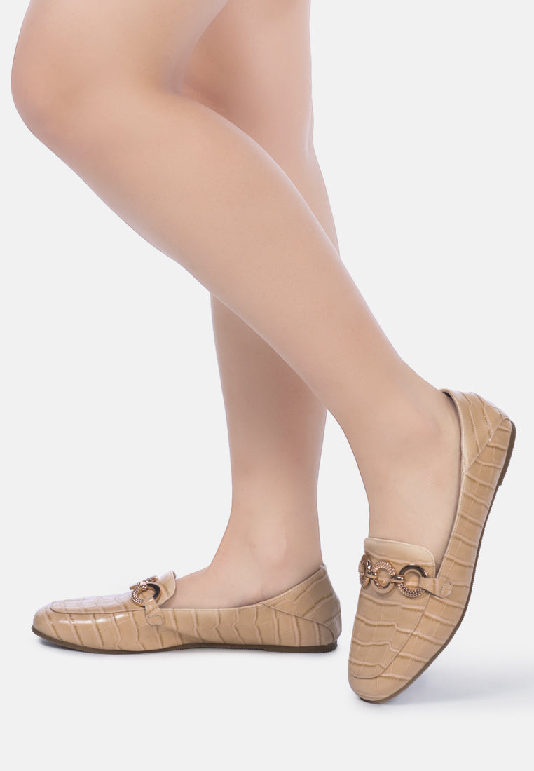 women velvet diamante buckle casual loafers#color_beige