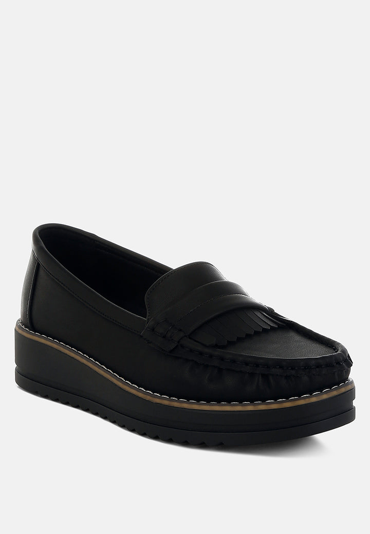 women fringed nubuck loafers#color_black