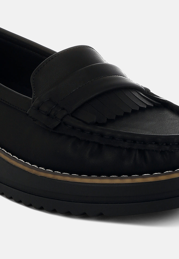 women fringed nubuck loafers#color_black