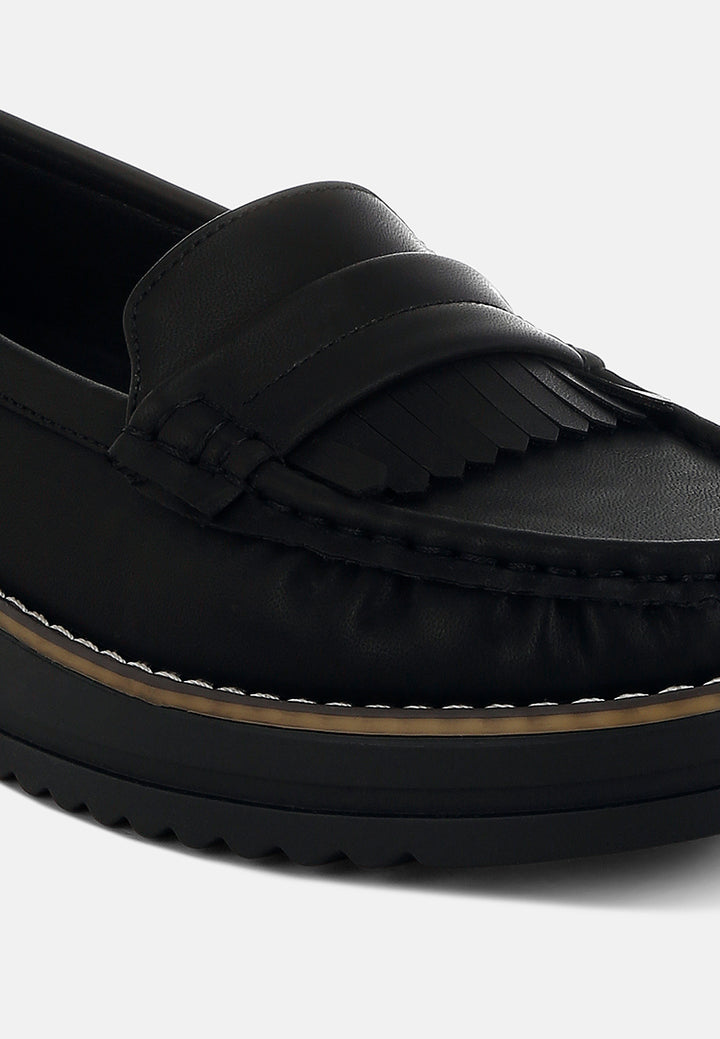 women fringed nubuck loafers#color_black