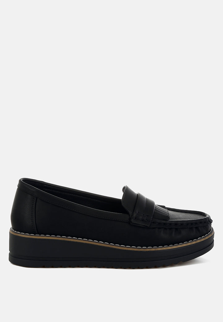 women fringed nubuck loafers#color_black