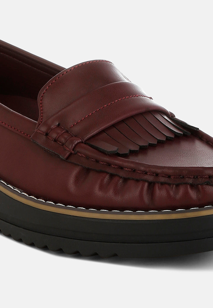 women fringed nubuck loafers#color_burgundy