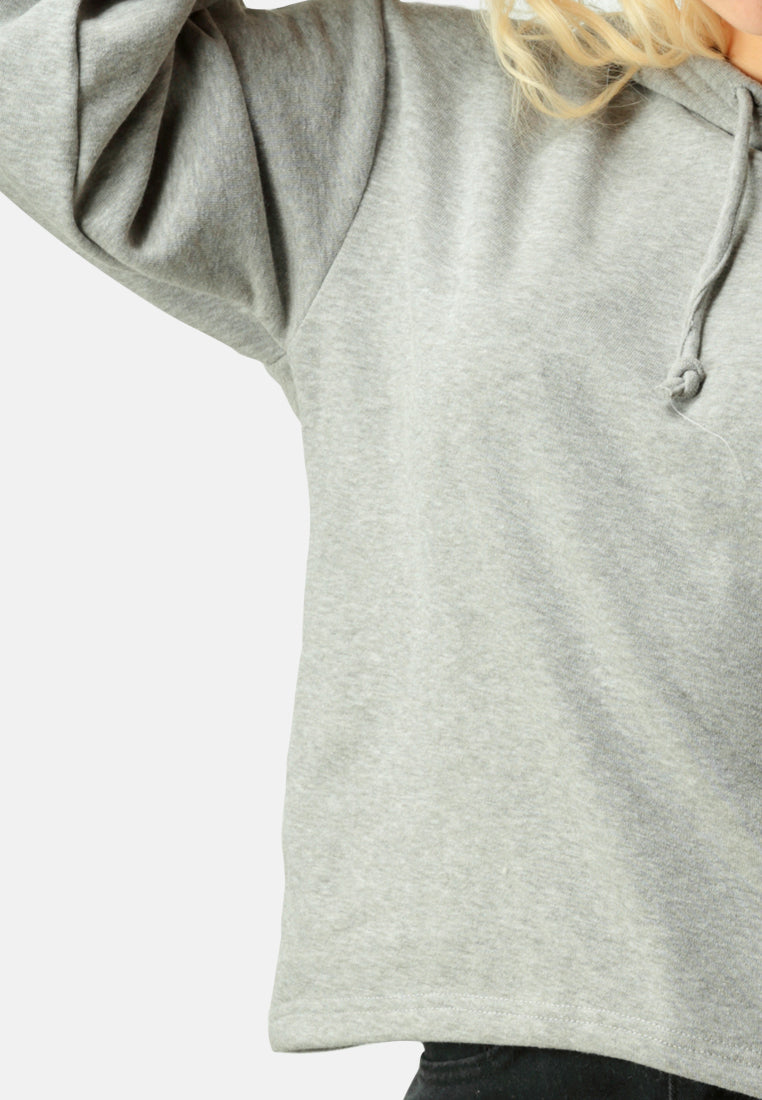 Women Button Detailed Sleeve Hoodie