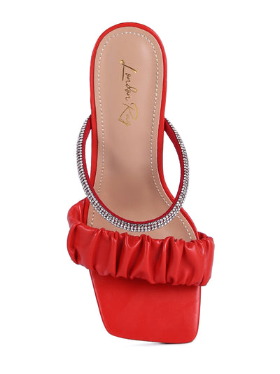 Red Clear Heel Rhinestone Sandals