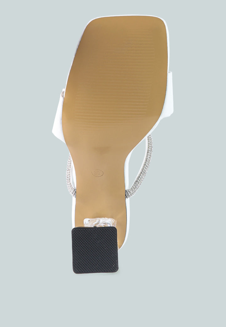 women clear heel rhinestone sandals#color_white