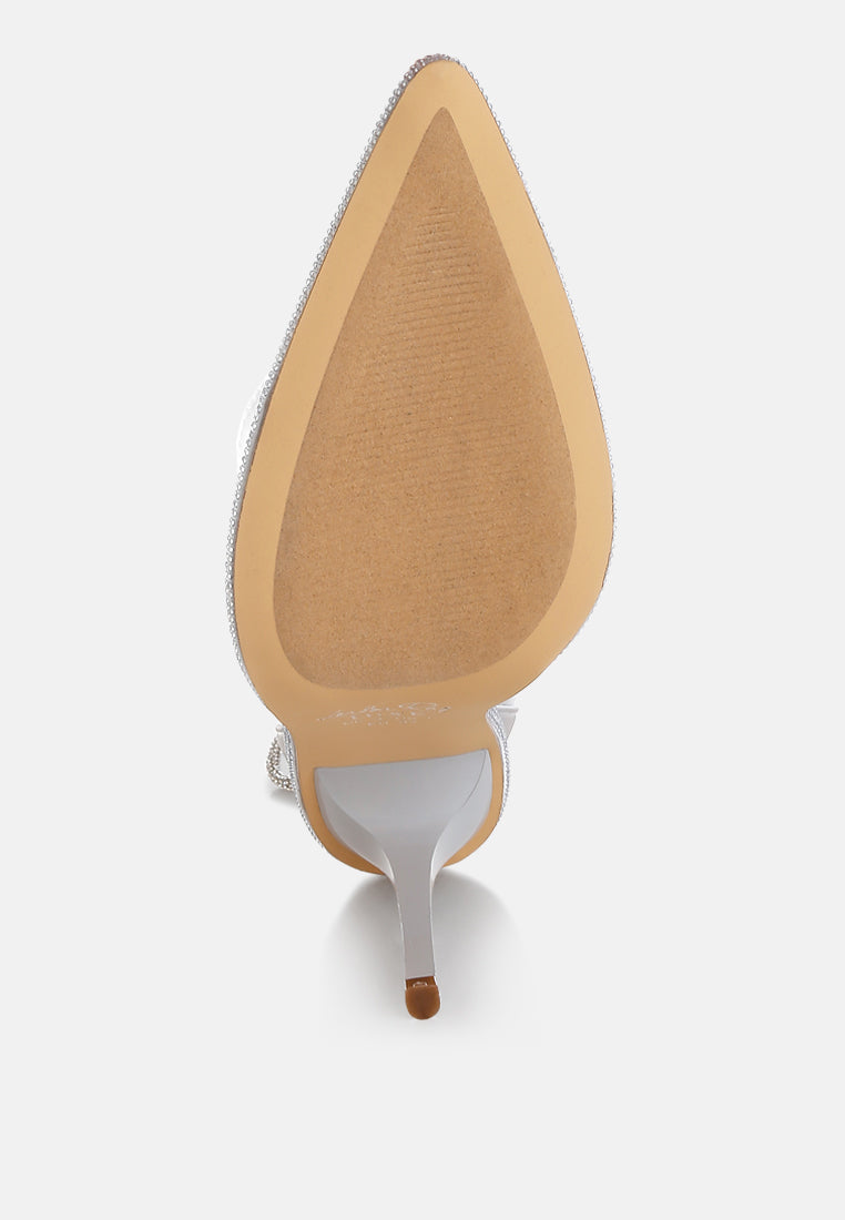 women rhinestones strap satin calf boots#color_silver