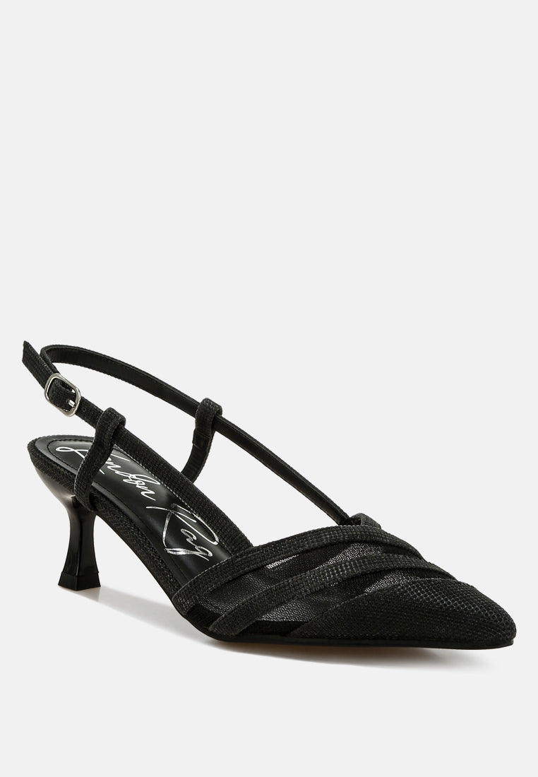 women slingback kitten heel sandals#color_black