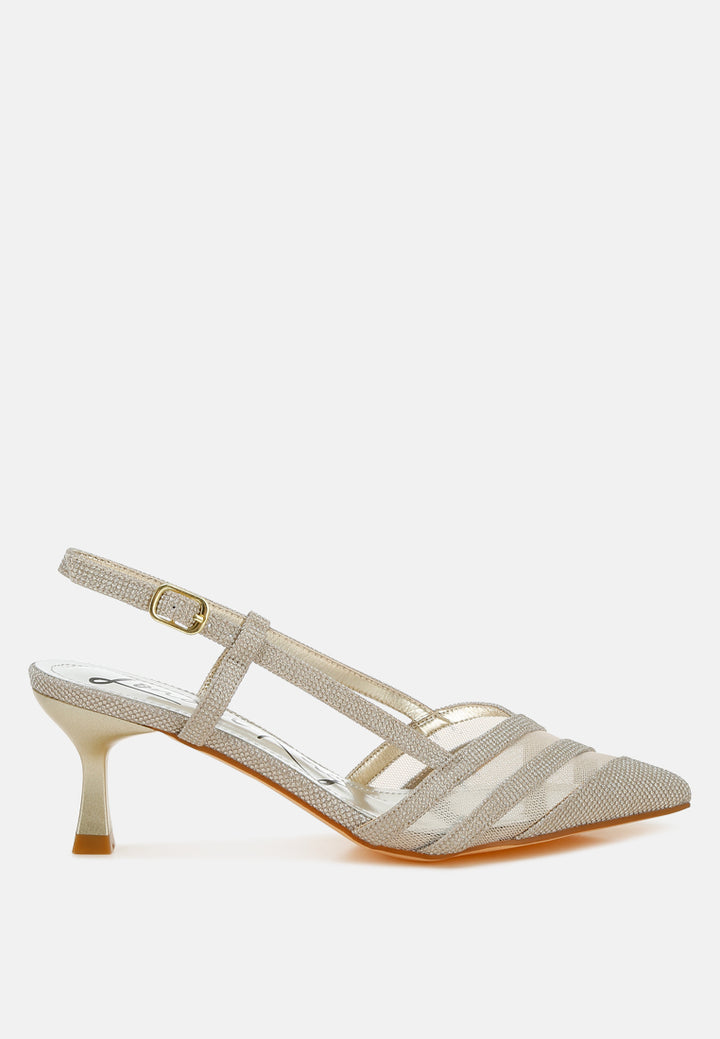 women slingback kitten heel sandals#color_gold