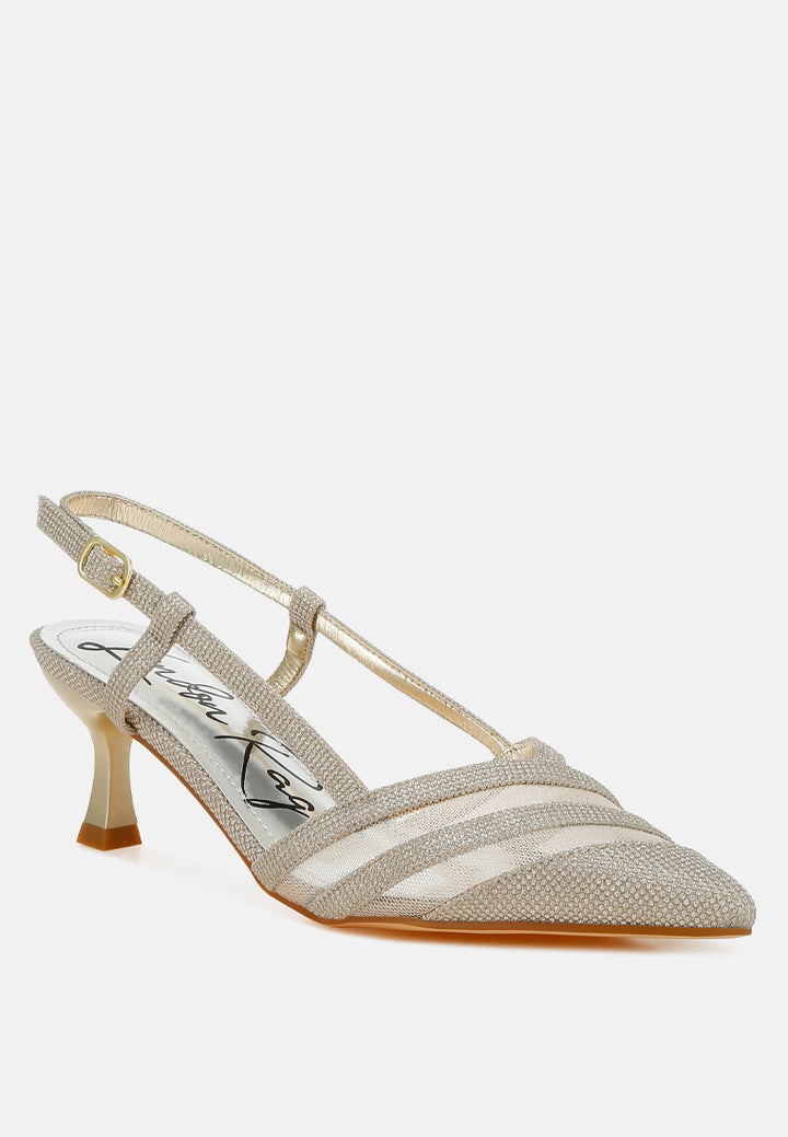 women slingback kitten heel sandals#color_gold