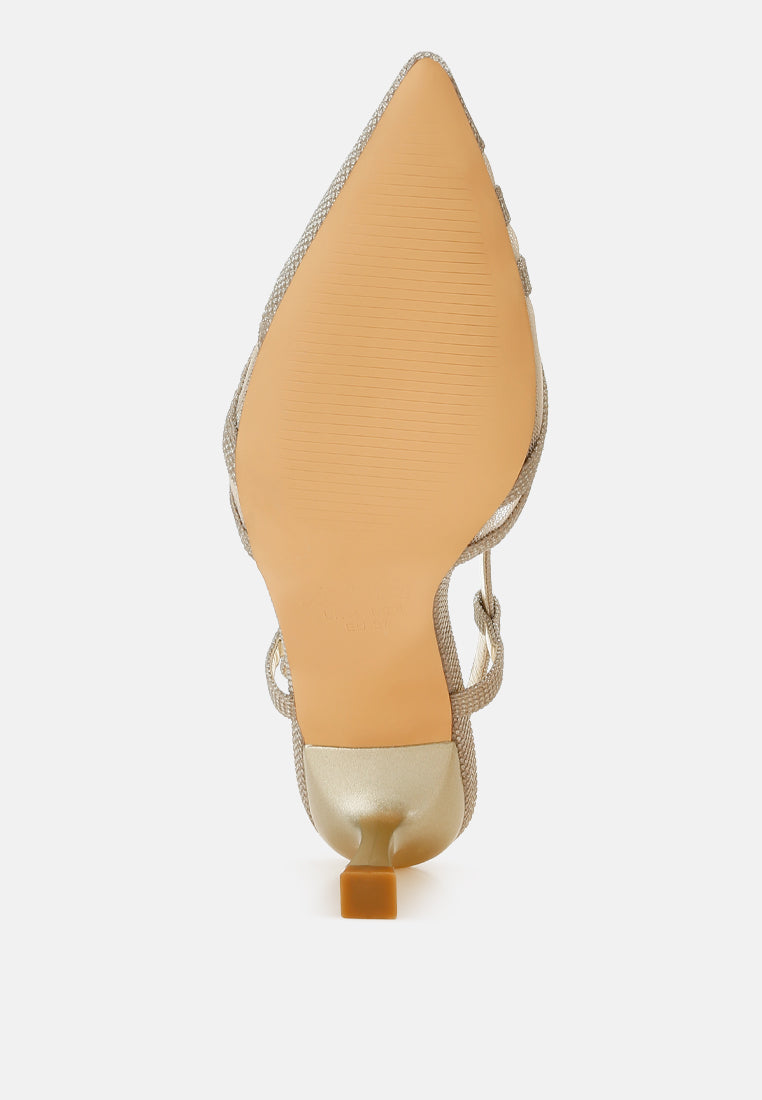 women slingback kitten heel sandals#color_gold